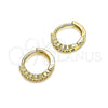 Argolla Huggie 02.210.0558.3.10 Oro Laminado, con Rosado Zirconia Cubica, Pulido, Tono Dorado