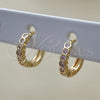 Argolla Huggie 02.210.0558.3.10 Oro Laminado, con Rosado Zirconia Cubica, Pulido, Tono Dorado