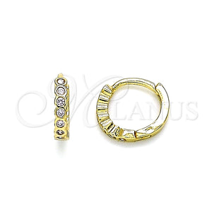 Argolla Huggie 02.210.0558.3.10 Oro Laminado, con Rosado Zirconia Cubica, Pulido, Tono Dorado