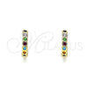 Argolla Huggie 02.210.0558.4.10 Oro Laminado, con Multicolor Zirconia Cubica, Pulido, Tono Dorado