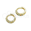 Argolla Huggie 02.210.0558.4.10 Oro Laminado, con Multicolor Zirconia Cubica, Pulido, Tono Dorado