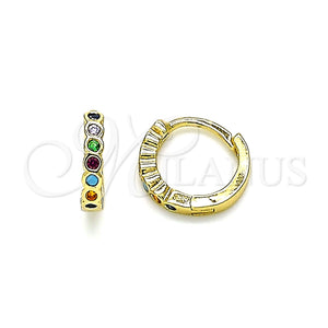 Argolla Huggie 02.210.0558.4.10 Oro Laminado, con Multicolor Zirconia Cubica, Pulido, Tono Dorado