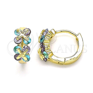 Argolla Huggie 02.210.0559.1.12 Oro Laminado, con Topacio Azul and Amatista Zirconia Cubica, Pulido, Tono Dorado
