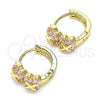 Argolla Huggie 02.210.0559.2.12 Oro Laminado, con Rosado Zirconia Cubica, Pulido, Tono Dorado