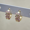 Argolla Huggie 02.210.0559.2.12 Oro Laminado, con Rosado Zirconia Cubica, Pulido, Tono Dorado