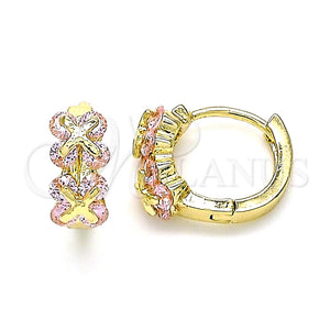 Argolla Huggie 02.210.0559.2.12 Oro Laminado, con Rosado Zirconia Cubica, Pulido, Tono Dorado