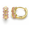 Argolla Huggie 02.210.0559.2.12 Oro Laminado, con Rosado Zirconia Cubica, Pulido, Tono Dorado