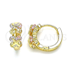Argolla Huggie 02.210.0559.3.12 Oro Laminado, con Multicolor Zirconia Cubica, Pulido, Tono Dorado