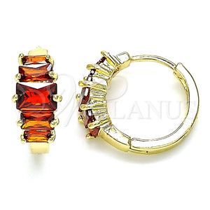 Argolla Huggie 02.210.0560.15 Oro Laminado, Diseño de Baguette, con Granate Zirconia Cubica, Pulido, Tono Dorado