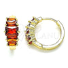 Argolla Huggie 02.210.0560.15 Oro Laminado, Diseño de Baguette, con Granate Zirconia Cubica, Pulido, Tono Dorado