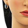Argolla Huggie 02.210.0560.1.15 Oro Laminado, Diseño de Baguette, con Topacio Azul and Amatista Zirconia Cubica, Pulido, Tono Dorado