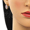 Argolla Huggie 02.210.0560.2.15 Oro Laminado, Diseño de Baguette, con Rosado Zirconia Cubica, Pulido, Tono Dorado