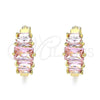 Argolla Huggie 02.210.0560.2.15 Oro Laminado, Diseño de Baguette, con Rosado Zirconia Cubica, Pulido, Tono Dorado