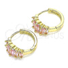 Argolla Huggie 02.210.0560.2.15 Oro Laminado, Diseño de Baguette, con Rosado Zirconia Cubica, Pulido, Tono Dorado