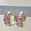 Argolla Huggie 02.210.0560.2.15 Oro Laminado, Diseño de Baguette, con Rosado Zirconia Cubica, Pulido, Tono Dorado