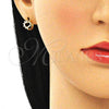 Argolla Huggie 02.210.0561.10 Oro Laminado, Diseño de Corazón, con Blanca Zirconia Cubica, Pulido, Tono Dorado