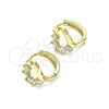Argolla Huggie 02.210.0561.10 Oro Laminado, Diseño de Corazón, con Blanca Zirconia Cubica, Pulido, Tono Dorado