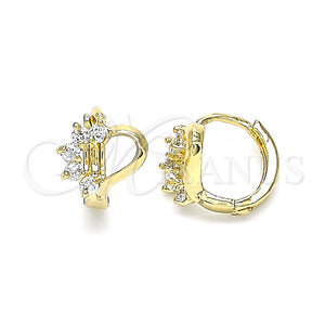 Argolla Huggie 02.210.0561.10 Oro Laminado, Diseño de Corazón, con Blanca Zirconia Cubica, Pulido, Tono Dorado