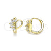 Argolla Huggie 02.210.0561.10 Oro Laminado, Diseño de Corazón, con Blanca Zirconia Cubica, Pulido, Tono Dorado