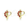 Argolla Huggie 02.210.0561.1.10 Oro Laminado, Diseño de Corazón, con Granate Zirconia Cubica, Pulido, Tono Dorado