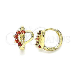 Argolla Huggie 02.210.0561.1.10 Oro Laminado, Diseño de Corazón, con Granate Zirconia Cubica, Pulido, Tono Dorado