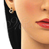 Argolla Huggie 02.210.0561.2.10 Oro Laminado, Diseño de Corazón, con Rosado Zirconia Cubica, Pulido, Tono Dorado