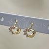 Argolla Huggie 02.210.0561.2.10 Oro Laminado, Diseño de Corazón, con Rosado Zirconia Cubica, Pulido, Tono Dorado