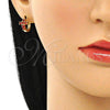 Argolla Huggie 02.210.0562.1.12 Oro Laminado, Diseño de Cruz, con Granate Zirconia Cubica, Pulido, Tono Dorado