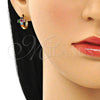 Argolla Huggie 02.210.0562.2.12 Oro Laminado, Diseño de Cruz, con Multicolor Zirconia Cubica, Pulido, Tono Dorado