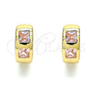 Argolla Huggie 02.210.0563.12 Oro Laminado, con Rosado Zirconia Cubica, Pulido, Tono Dorado