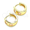 Argolla Huggie 02.210.0563.12 Oro Laminado, con Rosado Zirconia Cubica, Pulido, Tono Dorado