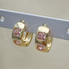 Argolla Huggie 02.210.0563.12 Oro Laminado, con Rosado Zirconia Cubica, Pulido, Tono Dorado