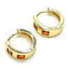 Argolla Huggie 02.210.0563.1.12 Oro Laminado, con Granate Zirconia Cubica, Pulido, Tono Dorado