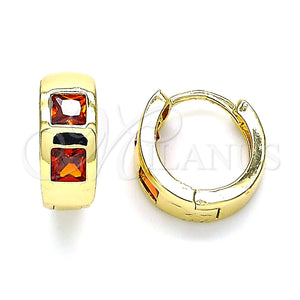 Argolla Huggie 02.210.0563.1.12 Oro Laminado, con Granate Zirconia Cubica, Pulido, Tono Dorado