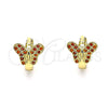 Argolla Huggie 02.210.0564.10 Oro Laminado, Diseño de Mariposa, con Granate Micro Pave, Pulido, Tono Dorado