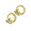 Argolla Huggie 02.210.0564.10 Oro Laminado, Diseño de Mariposa, con Granate Micro Pave, Pulido, Tono Dorado
