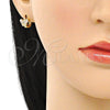 Argolla Huggie 02.210.0564.1.10 Oro Laminado, Diseño de Mariposa, con Blanca Micro Pave, Pulido, Tono Dorado