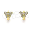 Argolla Huggie 02.210.0564.1.10 Oro Laminado, Diseño de Mariposa, con Blanca Micro Pave, Pulido, Tono Dorado