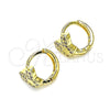 Argolla Huggie 02.210.0564.1.10 Oro Laminado, Diseño de Mariposa, con Blanca Micro Pave, Pulido, Tono Dorado