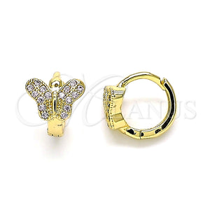 Argolla Huggie 02.210.0564.1.10 Oro Laminado, Diseño de Mariposa, con Blanca Micro Pave, Pulido, Tono Dorado
