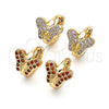 Argolla Huggie 02.210.0564.1.10 Oro Laminado, Diseño de Mariposa, con Blanca Micro Pave, Pulido, Tono Dorado