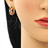 Argolla Huggie 02.210.0565.15 Oro Laminado, con Granate Zirconia Cubica and Blanca Micro Pave, Pulido, Tono Dorado