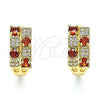 Argolla Huggie 02.210.0565.15 Oro Laminado, con Granate Zirconia Cubica and Blanca Micro Pave, Pulido, Tono Dorado