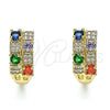 Argolla Huggie 02.210.0565.1.15 Oro Laminado, con Multicolor Zirconia Cubica and Blanca Micro Pave, Pulido, Tono Dorado