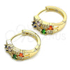 Argolla Huggie 02.210.0565.1.15 Oro Laminado, con Multicolor Zirconia Cubica and Blanca Micro Pave, Pulido, Tono Dorado