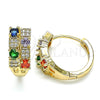 Argolla Huggie 02.210.0565.1.15 Oro Laminado, con Multicolor Zirconia Cubica and Blanca Micro Pave, Pulido, Tono Dorado