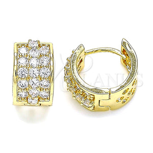 Argolla Huggie 02.210.0569.12 Oro Laminado, con Blanca Zirconia Cubica, Pulido, Tono Dorado
