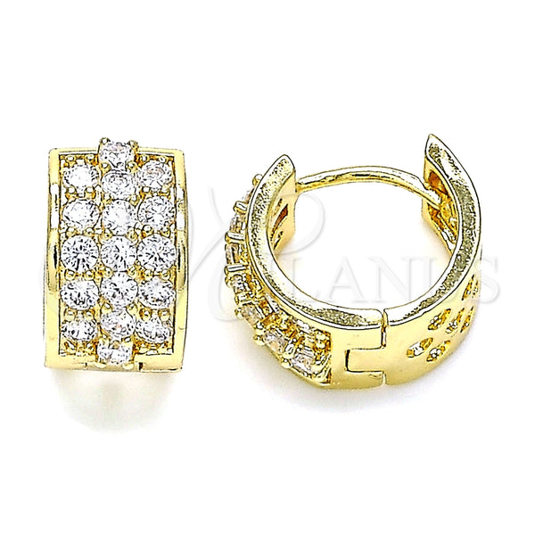 Argolla Huggie 02.210.0569.12 Oro Laminado, con Blanca Zirconia Cubica, Pulido, Tono Dorado
