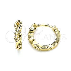 Argolla Huggie 02.210.0571.12 Oro Laminado, Diseño de Infinito, con Blanca Micro Pave, Pulido, Tono Dorado