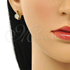 Argolla Huggie 02.210.0574.12 Oro Laminado, con Blanca Micro Pave, Pulido, Tono Dorado